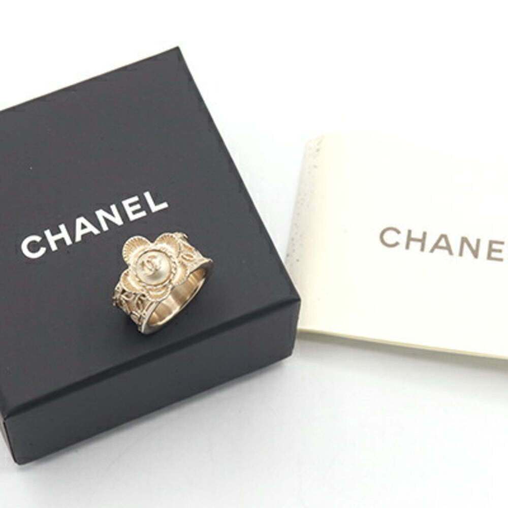CHANEL Authentic Gold Pearl Logo Ring - Picture 7 of 7